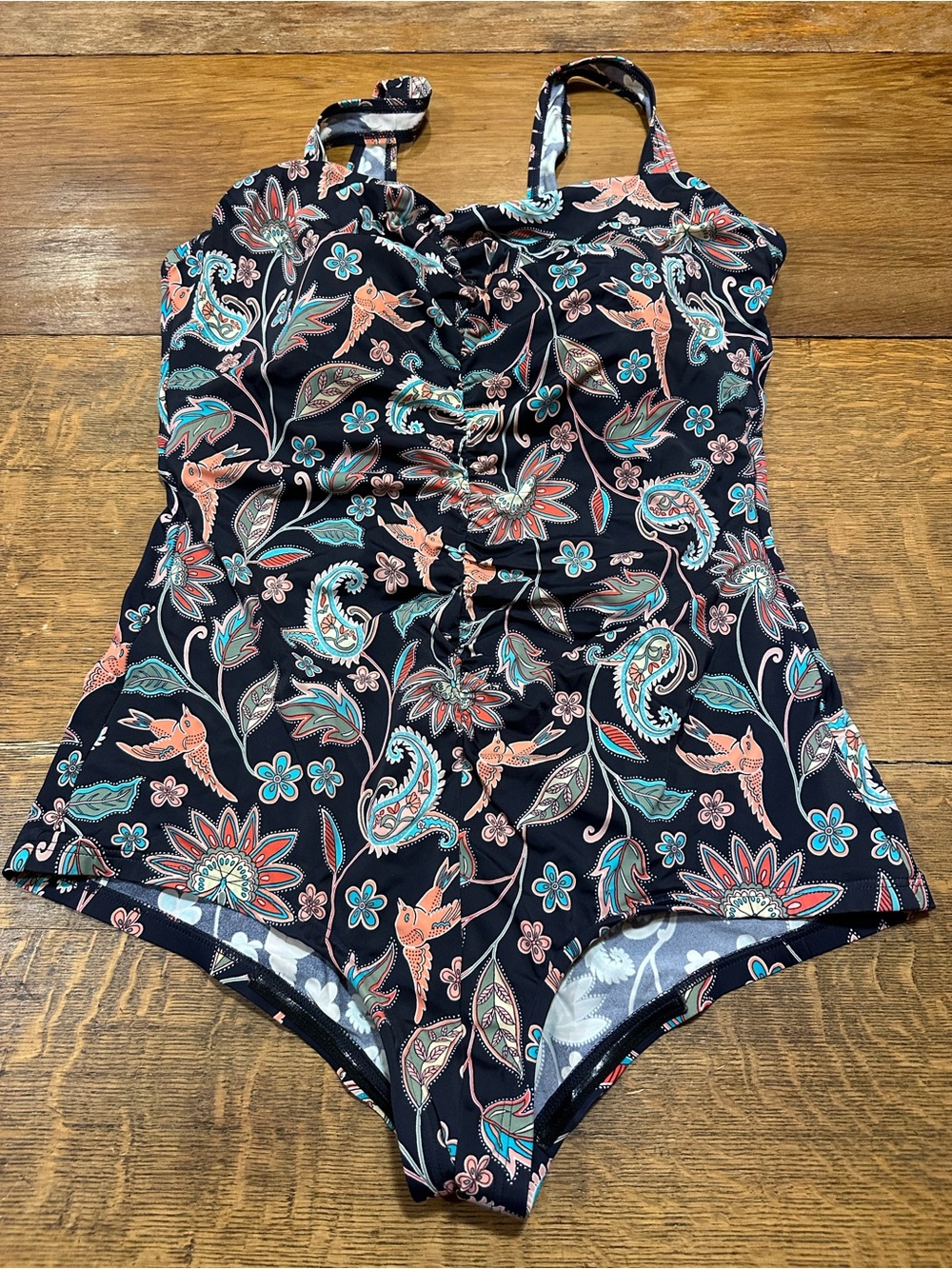 Gabar sz 22W Black Paisley Floral One-Piece Swimsuit - Women